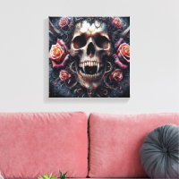 Crâne gothique orné de Rose