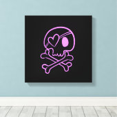 Toile Crâne rose clair et os croisés avec oreille cardia (Insitu (Plancher de Bois))