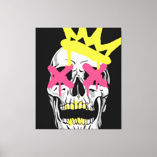 Toile Crâne Royal : Couronne Rose aux Yeux-X Art
