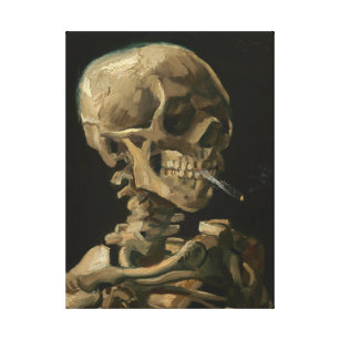 Toile Crâne squelettique avec la cigarette brûlante par