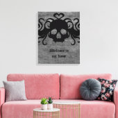 Toile Crâne vampire croisé gris et noir (Insitu(Salon))