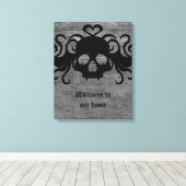 Toile Crâne vampire croisé gris et noir (Insitu (Plancher de Bois))