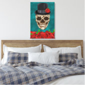 Toile Crâne vintage Turquoise Día De Los Muertos (Insitu(Chambre))