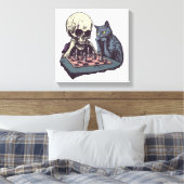 Toile Crâne vs Chat � Bataille d'Échecs Drôle (Insitu(Chambre))