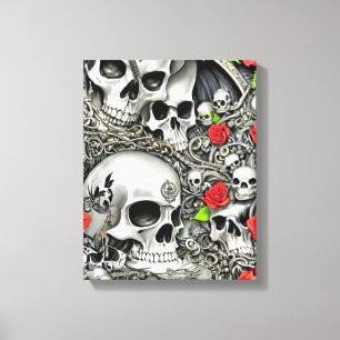 Toile Crânes et Roses