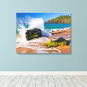 Toile Crash des vagues sur la plage, Hawaii (Insitu (Plancher de Bois))