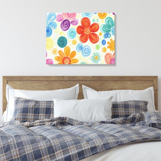 Toile Crayon Doodle Daisy Design (Insitu(Chambre))