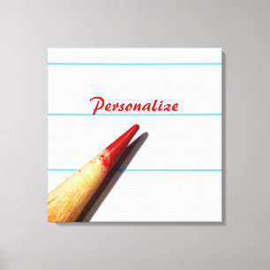Toile Crayon rouge de professeur sur le papier rayé ave
