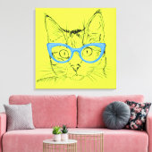 Toile Crayon Sketch Chat avec lunettes (Insitu(Salon))