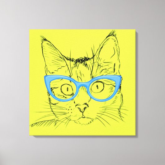 Toile Crayon Sketch Chat avec lunettes (Recto)