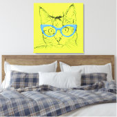 Toile Crayon Sketch Chat avec lunettes (Insitu(Chambre))
