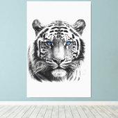 Toile Crayon tigre Dessin avec yeux bleus (Insitu (Plancher de Bois))