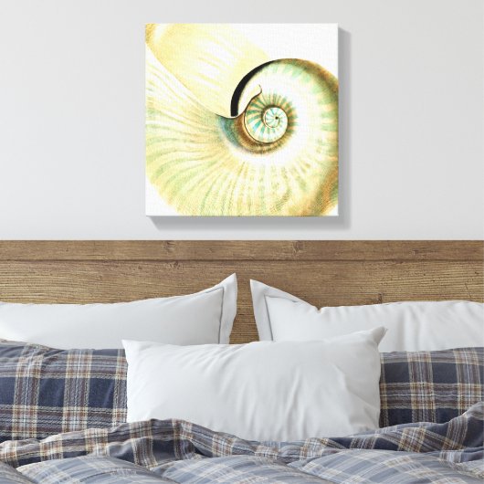 Toile Cream Mint Beach Sea Shell (Insitu(Chambre))