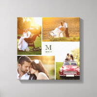 Cream Modern Grid Monogramme Mariage 4 Photo Colla