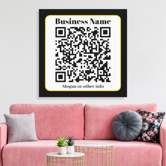 Toile Create Your Own QR Code | Black White Gold Border (Insitu(Salon))