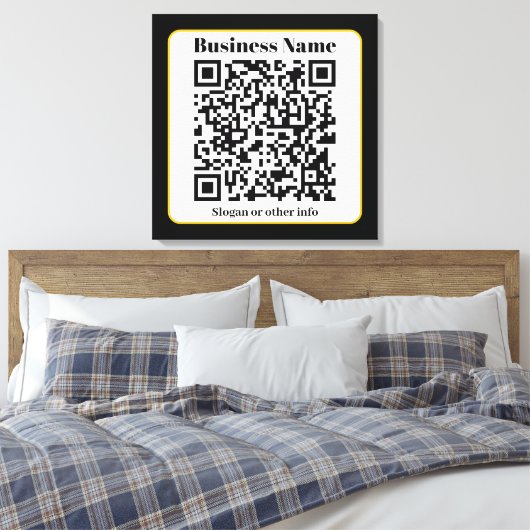 Toile Create Your Own QR Code | Black White Gold Border (Insitu(Chambre))