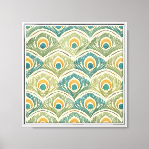 Toile Création artistique avec des plumes douces de paon