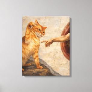 Toile Création d'Adam avec le chat Sarca, une œuvre d'ar