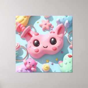 Toile Créatures Fantastiques Pastel Kawaii