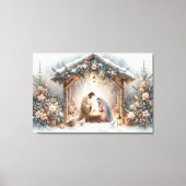 Toile Crèche rustique avec fleurs d'hiver (Recto)