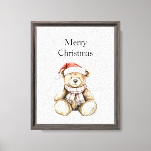 Toile Crème biologique Tan Christmas Teddy Bear Santa Ha