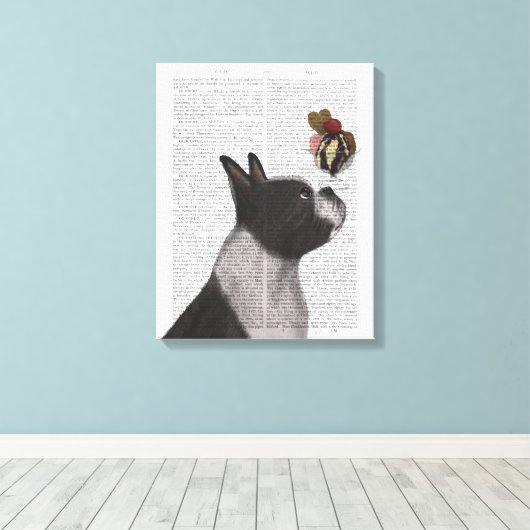 Toile Crème glacée Boston Terrier (Insitu (Plancher de Bois))