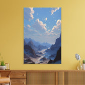 Toile Crescent Moon Over Misty Mountain Valley (Insitu(Salon))