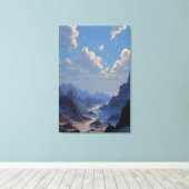 Toile Crescent Moon Over Misty Mountain Valley (Insitu (Plancher de Bois))