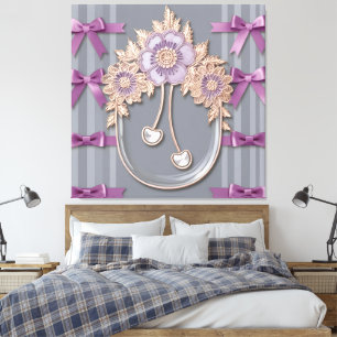 Toile Crête florale lavande élégante et glamour à ruban