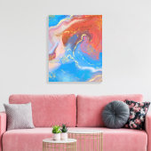 Toile Crimson, Blush, Blue and Gold Marbled Alcohol Ink (Insitu(Salon))