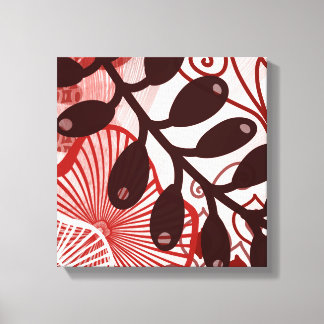 Toile Crimson Currents – Art botanique abstrait moderne