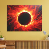 Toile Crimson Eclipse - Fiery Red & Black 40"x32" (Insitu(Salon))