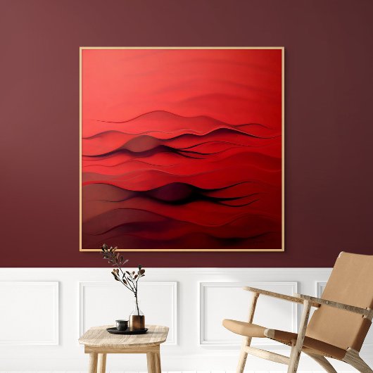 Toile Crimson Flow – Vagues rouges abstraites de mouveme