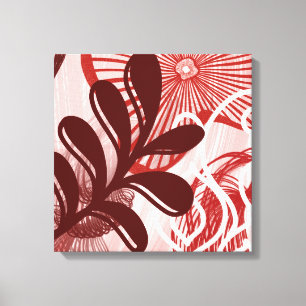 Toile Crimson Radiance – Art botanique abstrait en solei