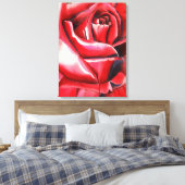 Toile Crimson Rose rouge original aquarelle peinture (Insitu(Chambre))
