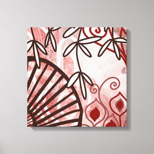 Toile Crimson Veil – Abstract Botanical Art Print (Recto)