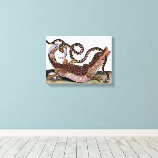 Toile Crocodile Mangeant Serpent Sur Tissu (Insitu (Plancher de Bois))
