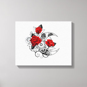 Toile Croissant mécanique avec roses rouges