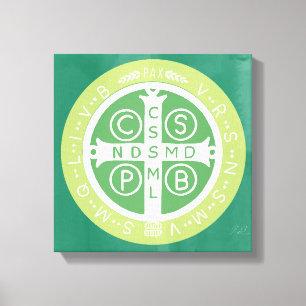 Toile Croix bénédictine fantaisie n° 2 verte