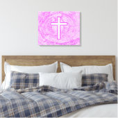 TOILE CROIX BLANCHE SOULIGNÉE EN ROSE (Insitu(Chambre))
