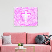 TOILE CROIX BLANCHE SOULIGNÉE EN ROSE (Insitu(Salon))