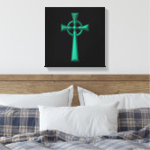 Toile Croix céleste métallique verte (Insitu(Chambre))