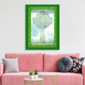 Toile Croix Celtique Verte Et Nuages (Insitu(Salon))