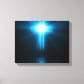 Toile Croix chrétienne en lumière bleue (Recto)