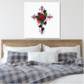 Toile Croix d'argent avec une rose rouge (Insitu(Chambre))