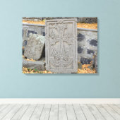 Toile Croix de pierre antique (khachkars) en Arménie (Insitu (Plancher de Bois))