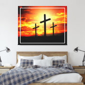 Toile Croix, Silhouettes Coucher du Soleil Peinture (Insitu(Chambre))