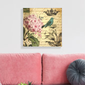 Toile cropt hydrangea bird french botanical (Insitu(Salon))