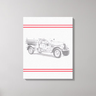 Toile croquis au crayon de camion de pompiers vintage de