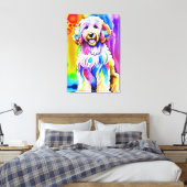Toile Croquis coloré Happy Goldendoodle Chien (Insitu(Chambre))